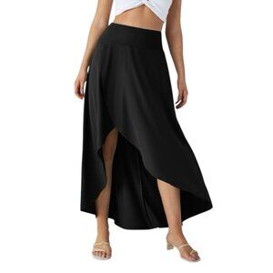 NWT Halara Breezeful High Waist Split Front Black Maxi Skirt Skort Womens 1X